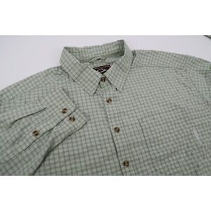 Drake Waterfowl Men's XL Featherlite‎ Green Plaid Nylon Long Sleeve Shirt